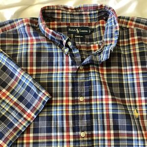 Ralph Lauren Classic Fit Men’s Button Down Shirt Short Sleeve Plaid Size 3XB BIG
